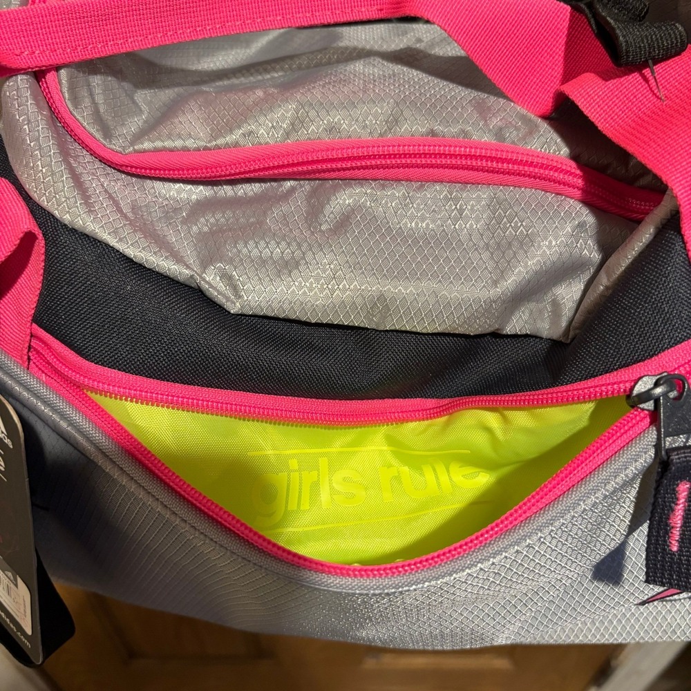 Adidas Girls Rule Squad‎ Duffel Bag Gym Sport Travel Pink Gray Silver - Picture 7 of 10